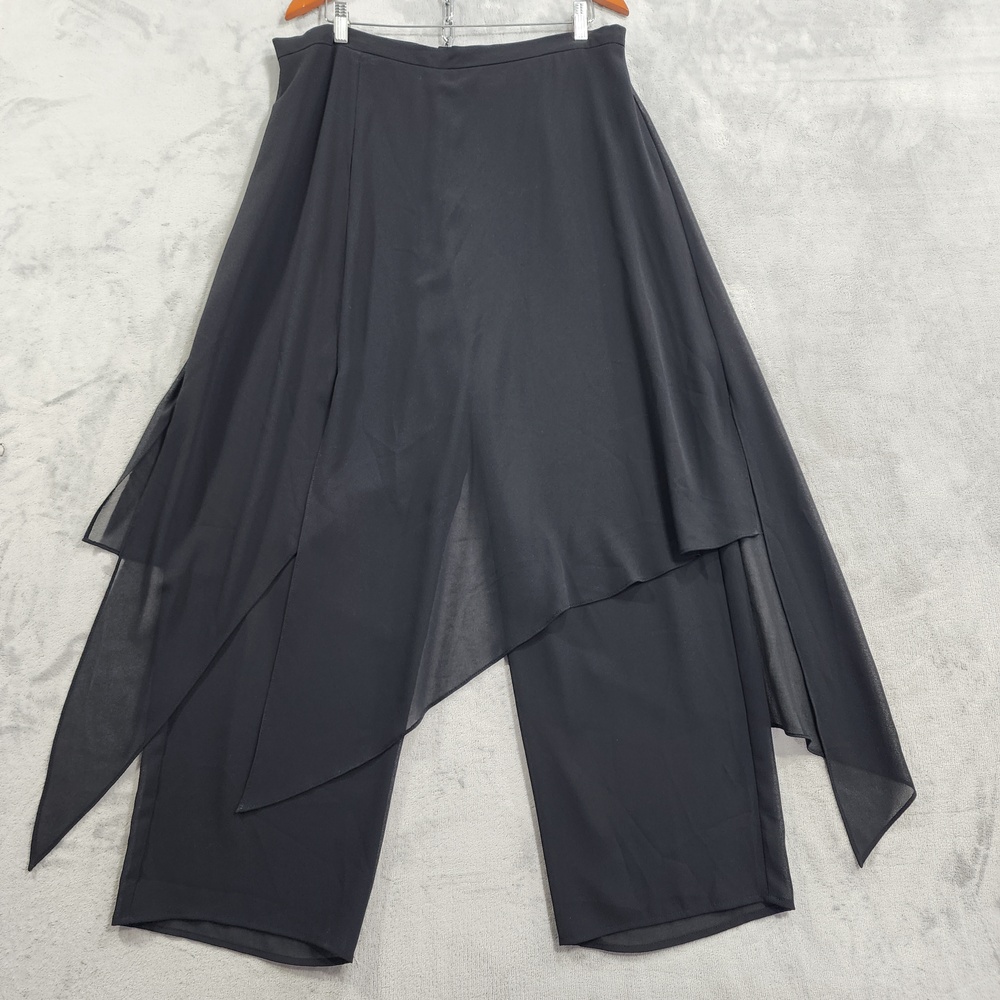 NEW Vintage Fashion Bug Pants Womens 18W Black Skant Wide Leg Chiffon Overlay